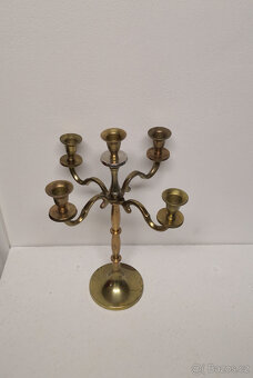 Starožitný mosadzný svietnik 4 ramenný na 5 sviečok - 3