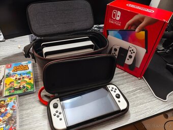 Nintendo Switch OLED (Full set) + 5 TOP her + Velký kufr + 2 - 3