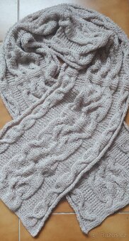 RUČNĚ PLETENÁ, NOVÁ, KÁVOVÁ ŠÁLA-PLÉD: 1,6metru x 30cm - 3