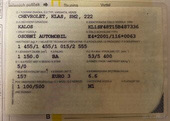 Chevrolet Kalos 1.2, STK 08.26, 53 kW, 2x klíče, 2005 - 3