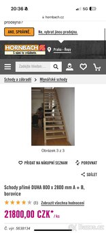 Schody přímé DUHA 800 x 2800 mm A + B, borovice - 3