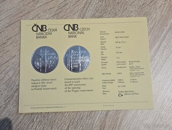 Stříbrná mince 200kč zahájení výuky na Přažské konzervatoři - 3