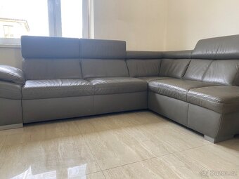 Sedačka kožená šedá  270x200x100 - 3