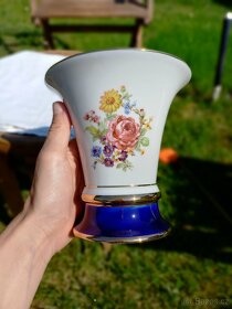 Porcelánová váza zdobená kobalt Royal Dux Duchcov - 3