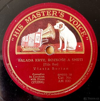 Vlasta Burian - šelaková gramodeska z roku 1927 - 3