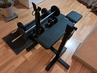 Posilovací sada, činky, týče, kotouče, lavice - 3