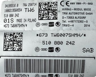 Pravý přední airbag sedadla 510880242 VW Golf 7 Sportsvan 15 - 3
