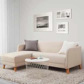 LINANÄS - 3místná pohovka, s lenoškou/Vissle béžová - IKEA - 3
