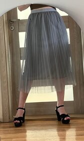 Vintage tylová sukně - šedá - 3