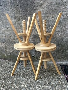 Barové stoličky Ikea  4 ks, přírodní dřevo  43-58cm - 3
