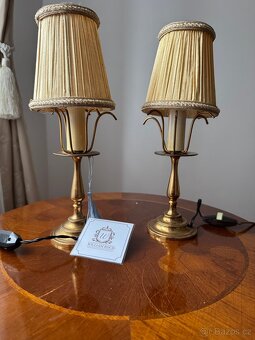 Párové mosazné lampičky s textilním kloboučkem - 3