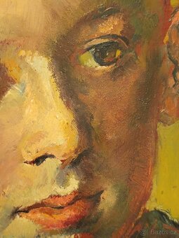 Obraz starožitný portrét, olejomalba 47x37 - 3