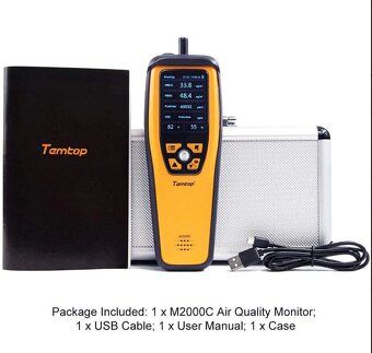 Ruční monitor kvality ovzduší Temtop M2000C CO2 PM2,5 PM10 - 3