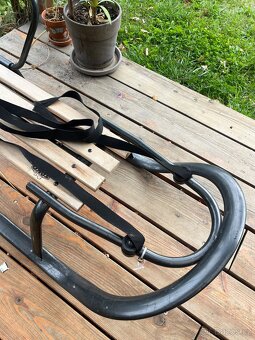 Sáňky dětské kov+dřevo černé - 3