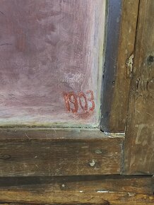 Starožitná, malovaná rohová skříňka - 3