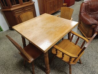 Rustikální / selský jídelní set, stůl, židle, masív - 3