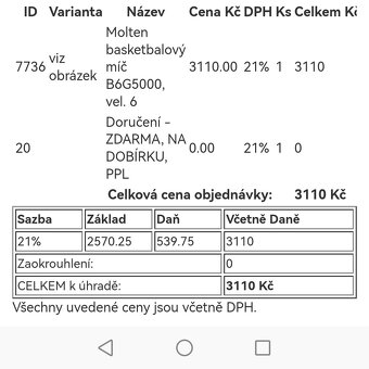 Basketbalový míč Molten B6G5000 - 3