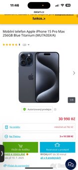 iphone 15 pro max modrý titan 256GB - 3