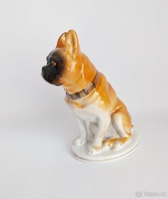 Starožitná porcelánová figura buldočka - Lomonosov Petrohrad - 3