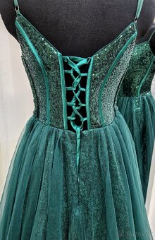 NOVÉ plesové šaty SMARAGDOVÉ - 3
