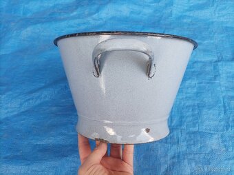 Smaltovaný šedý cedník s uchy - 3