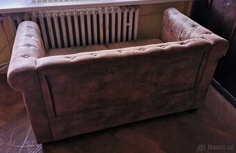 Chesterfield sedačka 2místná umělá kůže hnědá - 3
