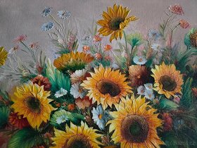 Obraz Oil Charles Benolt Sunflower Painting - 3
