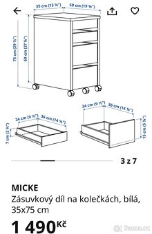 Zásuvkový díl Micke 2x - 3