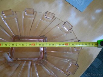 Stará skleněná mísa - růžové sklo 34cmx26cm - bez oťuků - 3