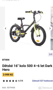 Dětské kolo Btwin Dark Hero 500 4-6let top stav - 3