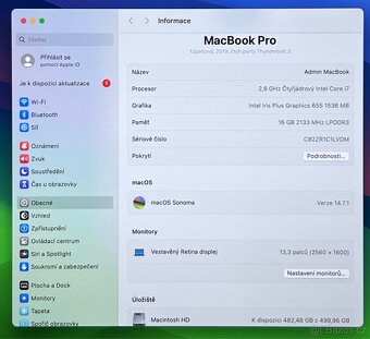 MacBook Pro 13” 2019/16GB RAM/i7/512GB SSD/Záruka - 3