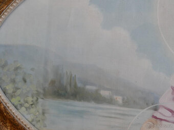 VELKÝ OVÁLNÝ OBRAZ Z ROKU 1950 - 53 (OLEJOMALBA NA PLÁTNĚ) - 3