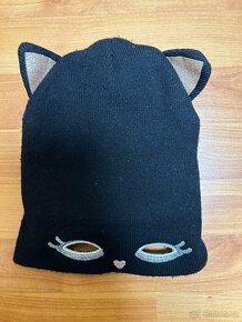 Kočičková černá čepice s ušima, vel. 92/104 - 3