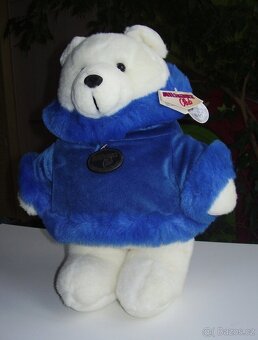 Lední medvídek 40cm v modré sametové bundičce - 3