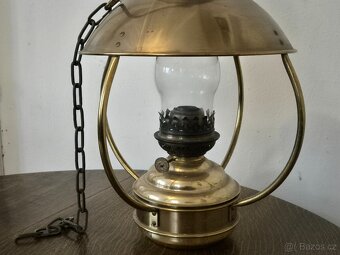 Petrolejová lampa námořnická kotevní - mosazná - 3