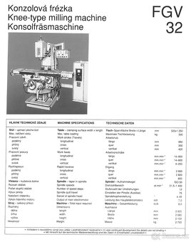 Konzolová frézka FGV32 - 3