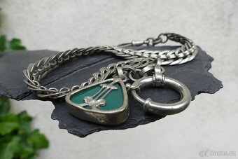 Šatlény, řetízky na hodinky, double, kamej, secesní - 3