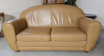 Kožená sedací souprava 3+2, retro styl. - 3