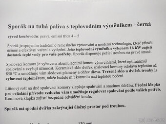 Sporák na tuhá paliva s teplovodním výměníkem - 3