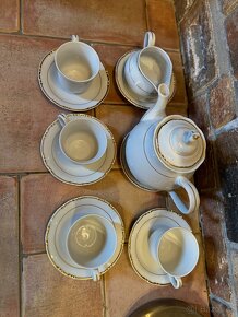 Porcelánový čajový/ kávový set bílý se zlatým zdobením Thun - 3
