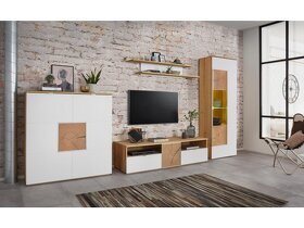 Obývací stěna Parma Germany - Dub masiv / bílá mat MDF - 3