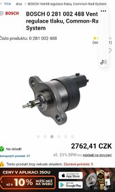 Regulátor tlaku paliva fiat 0 281 002 488 // 0071728911 - 3