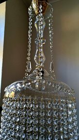 Starožitný celoskleněný křišťálový lustřík, lustr, - 3
