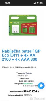 SADA: Nabíječka baterií GP Eco E411 + Baterie - 3