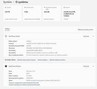 Herní PC I5 8600, Nvidia 1060 6GB, 500gb+3TB - 3