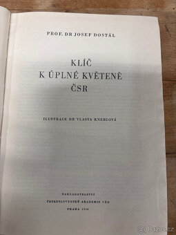 Kniha Klíč k úplné květeně ČSR, Prof. Dr. Josef Dostál 1958 - 3