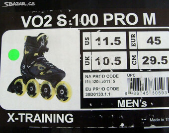 Kolečkové in-line brusle K2 VO2 100 PRO M YELL vel. 45. Nové - 3