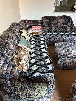 Rohová sedací souprava, křeslo a taburet - 3
