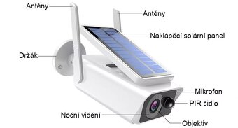 SOLÁRNÍ venkovní Wi-Fi IP kamera na baterie FullHD 1080P se - 3