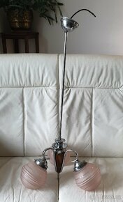 Starožitný lustr art deco na tyči dřevěná část růž - 3